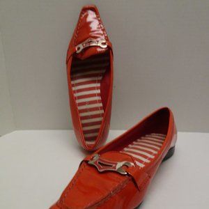 Liz Claiborne Kidman  Red Leather Pointy toe slip-on Loafers 8